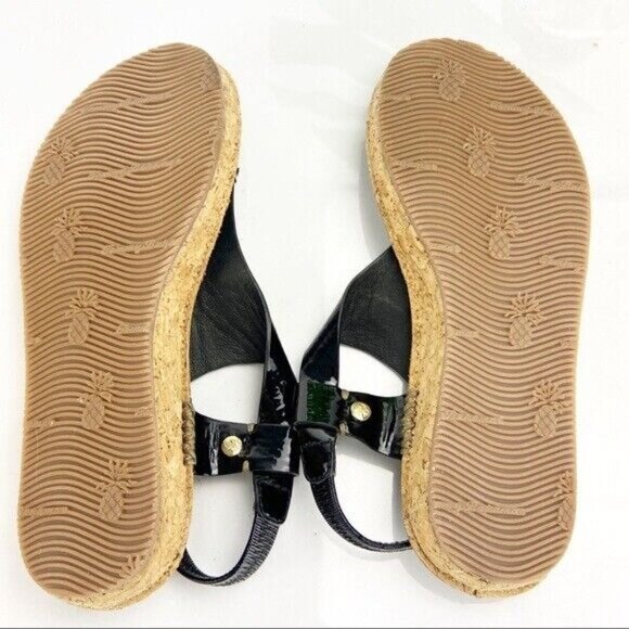Tommy Bahama Women's Tanna Sandal Size 6 Thong Flat Black Patent Slingback Shoe - Picture 10 of 10